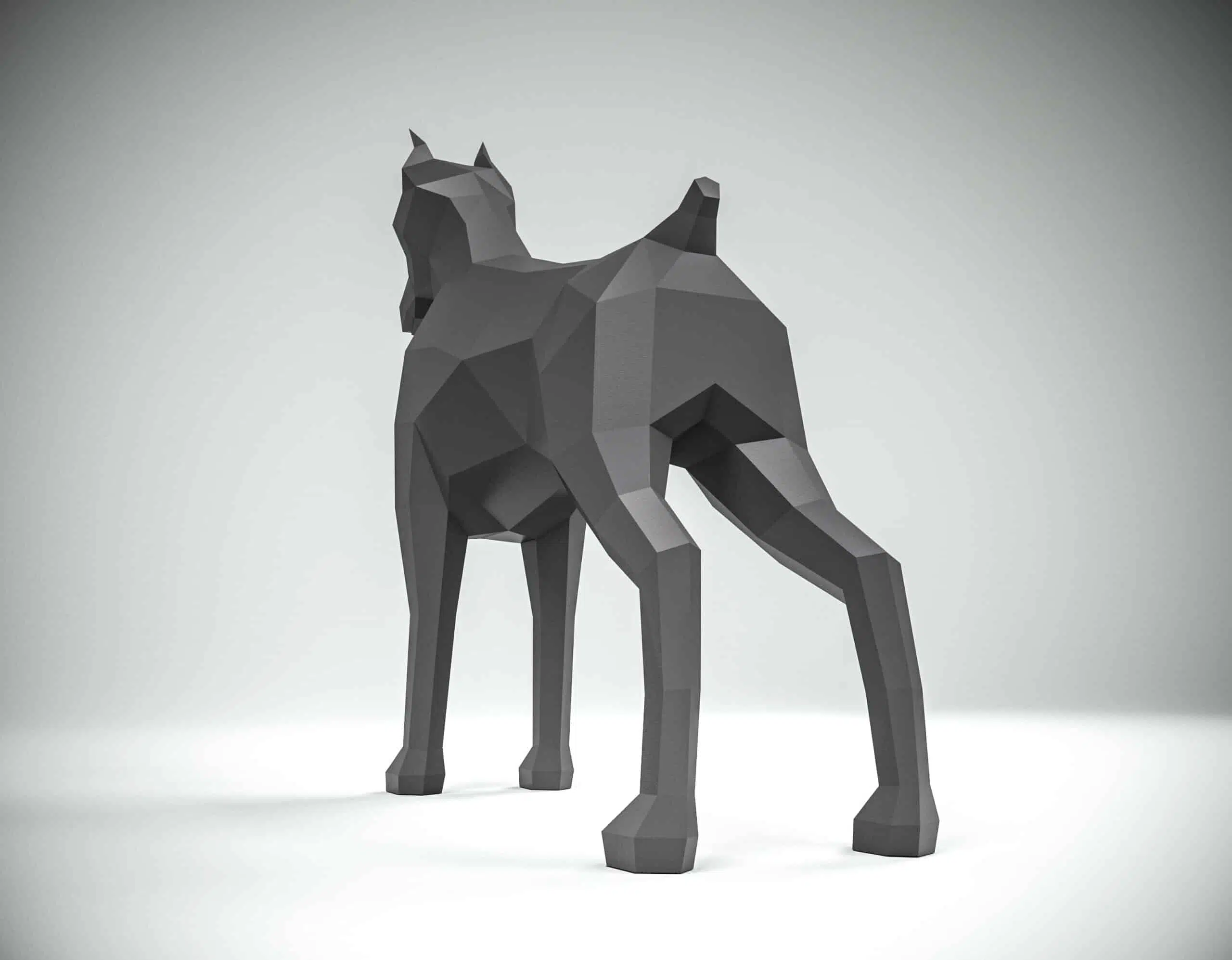 Dobermann Papercraft Origami 3D, Rückansicht