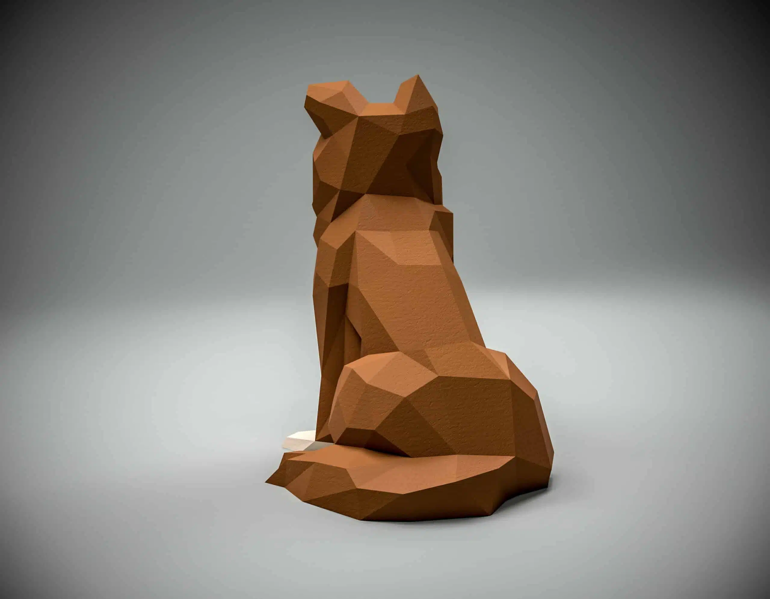 Border Collie Papercraft als 3D-Origami, Rückansicht