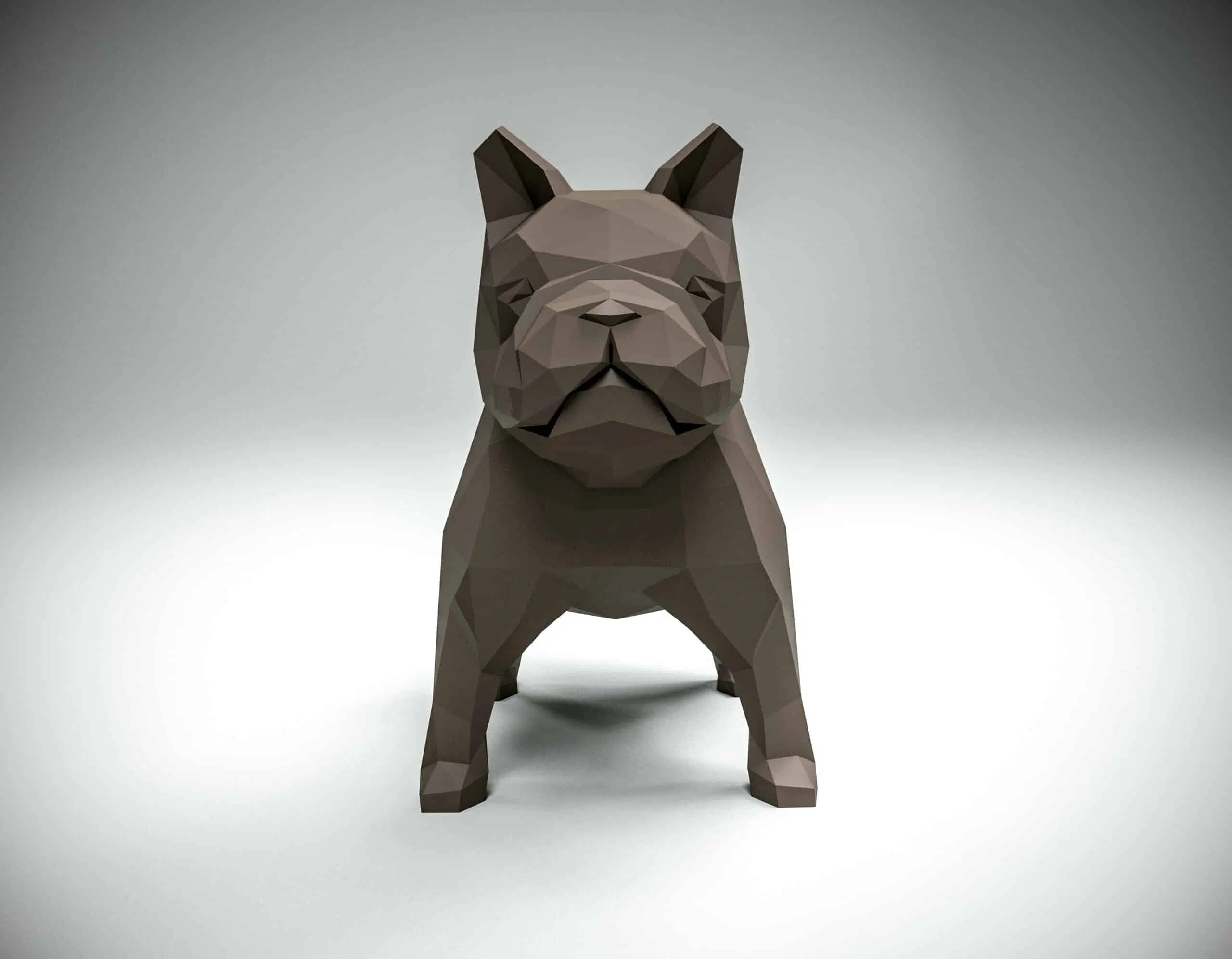Franse bulldog papercraft in 3D-origami, weergave 4
