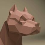 Papercraft 3D pitbull origami