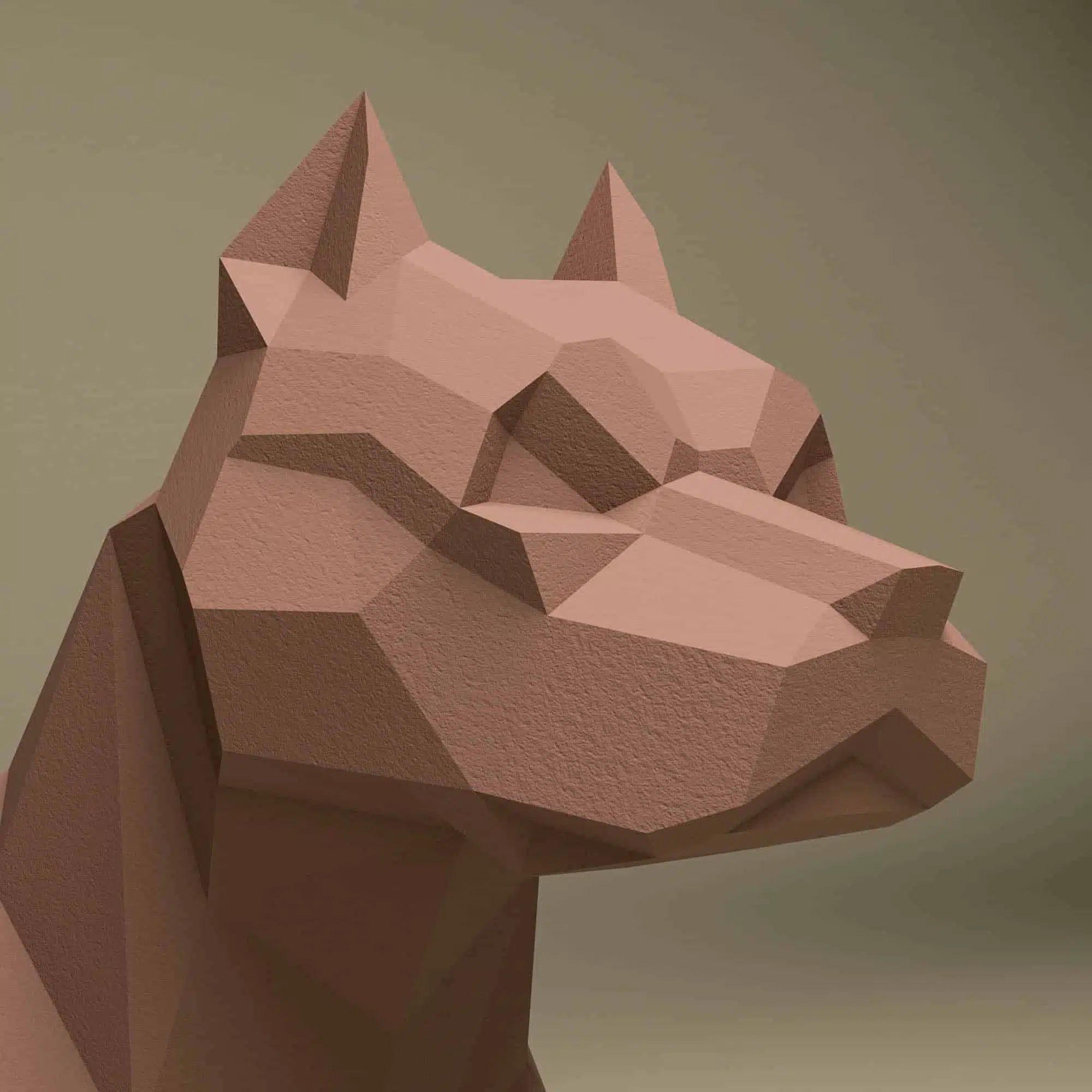 Pitbull papercraft 3D in agressieve houding, weergave 4