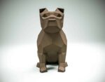 Papercraft di bulldog seduto in origami 3D