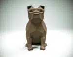 Papercraft bulldog sentado em origami 3D