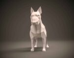 Papercraft of Bull Terrier in 3D origami