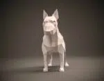 Bulldog papercraft 3D in beige, weergave 3