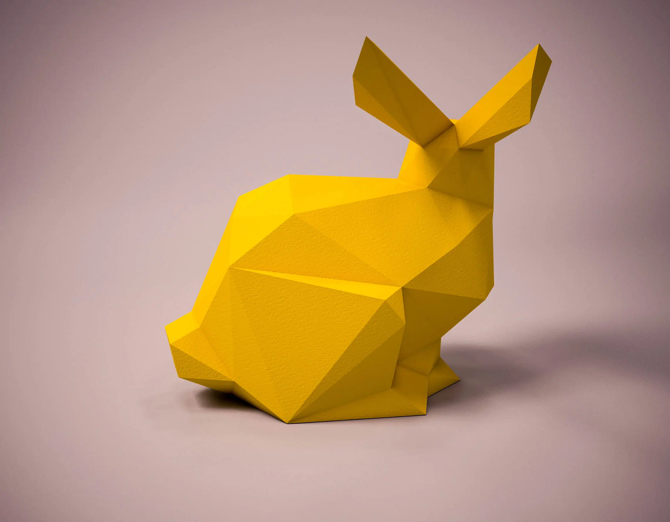 Papercraft de liebre en origami 3D, vista posterior