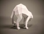 3D origami round back cat papercraft