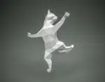 Papercraft de chat sur rideau en origami 3D, vue 4