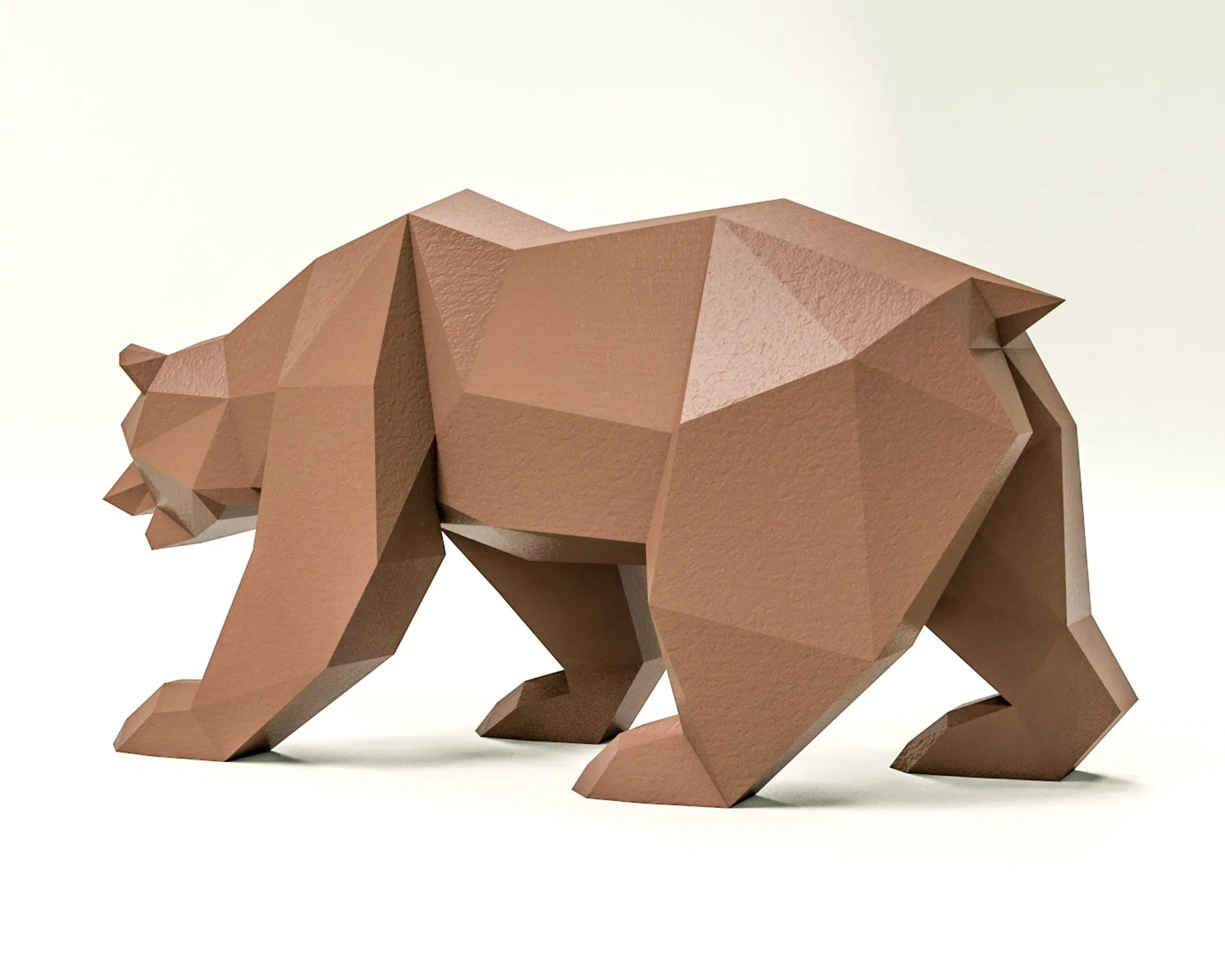 Papercraft bruine beer in 3D-origami, weergave 5