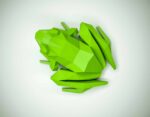 Papercraft frog in 3D origami