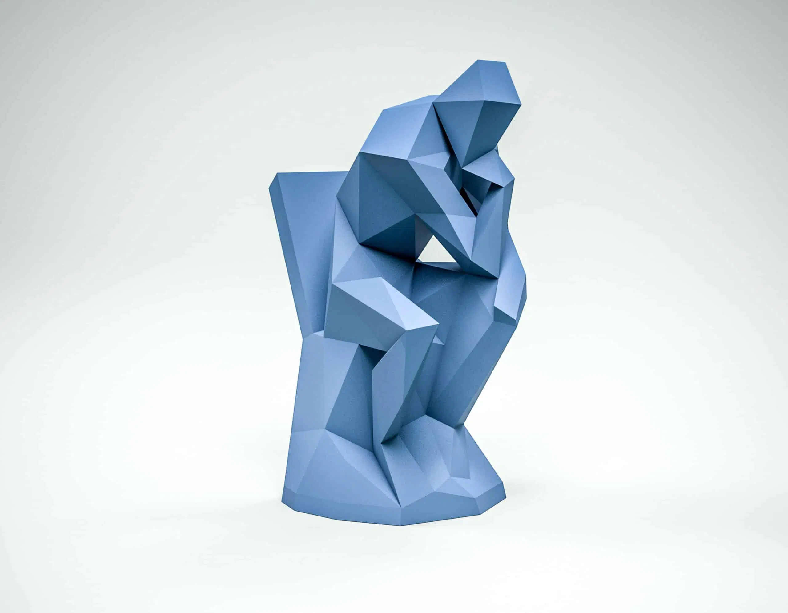Papercraft do Pensador em origami, vista traseira