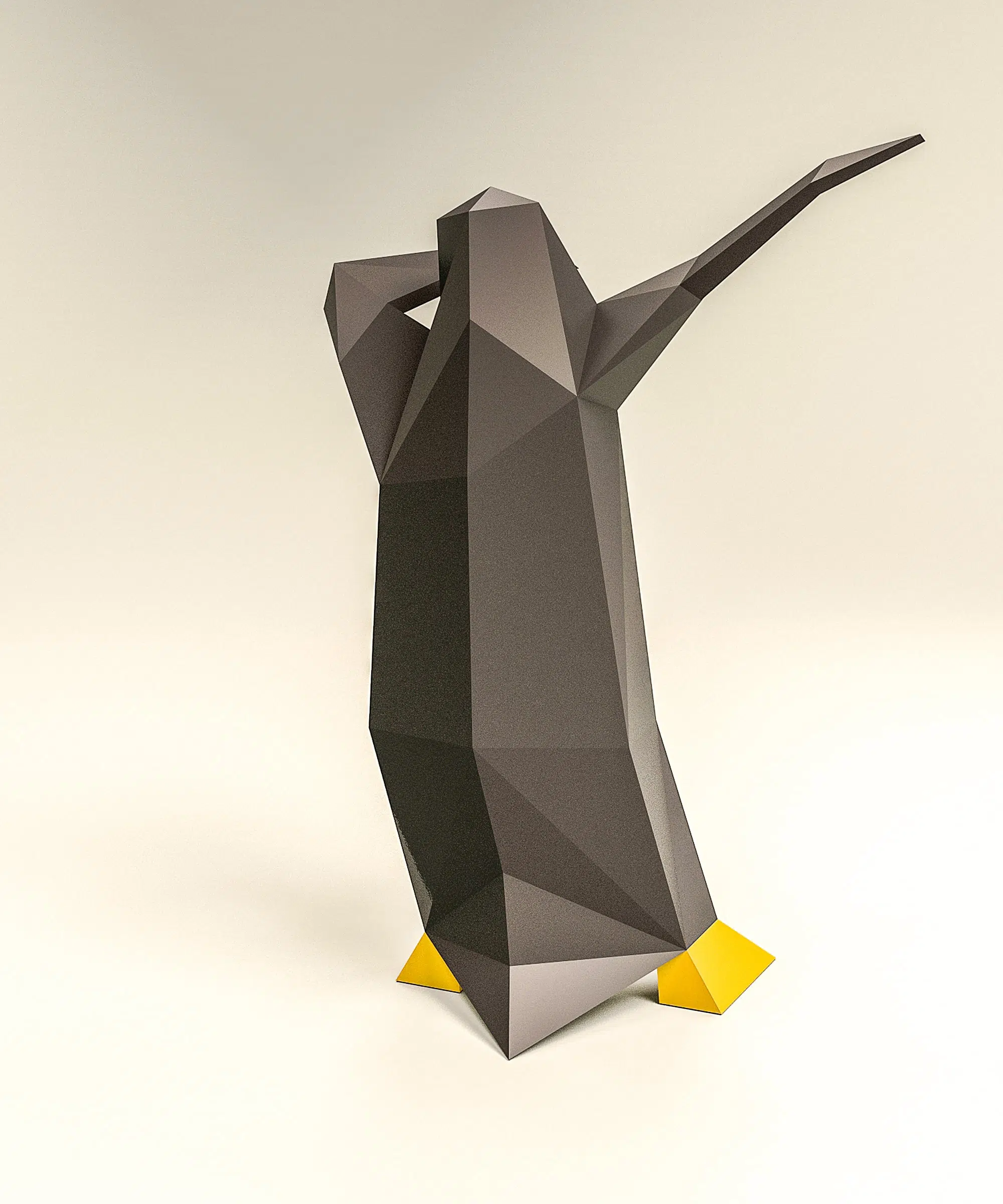 3D origami pinguïn die dabt, weergave 4