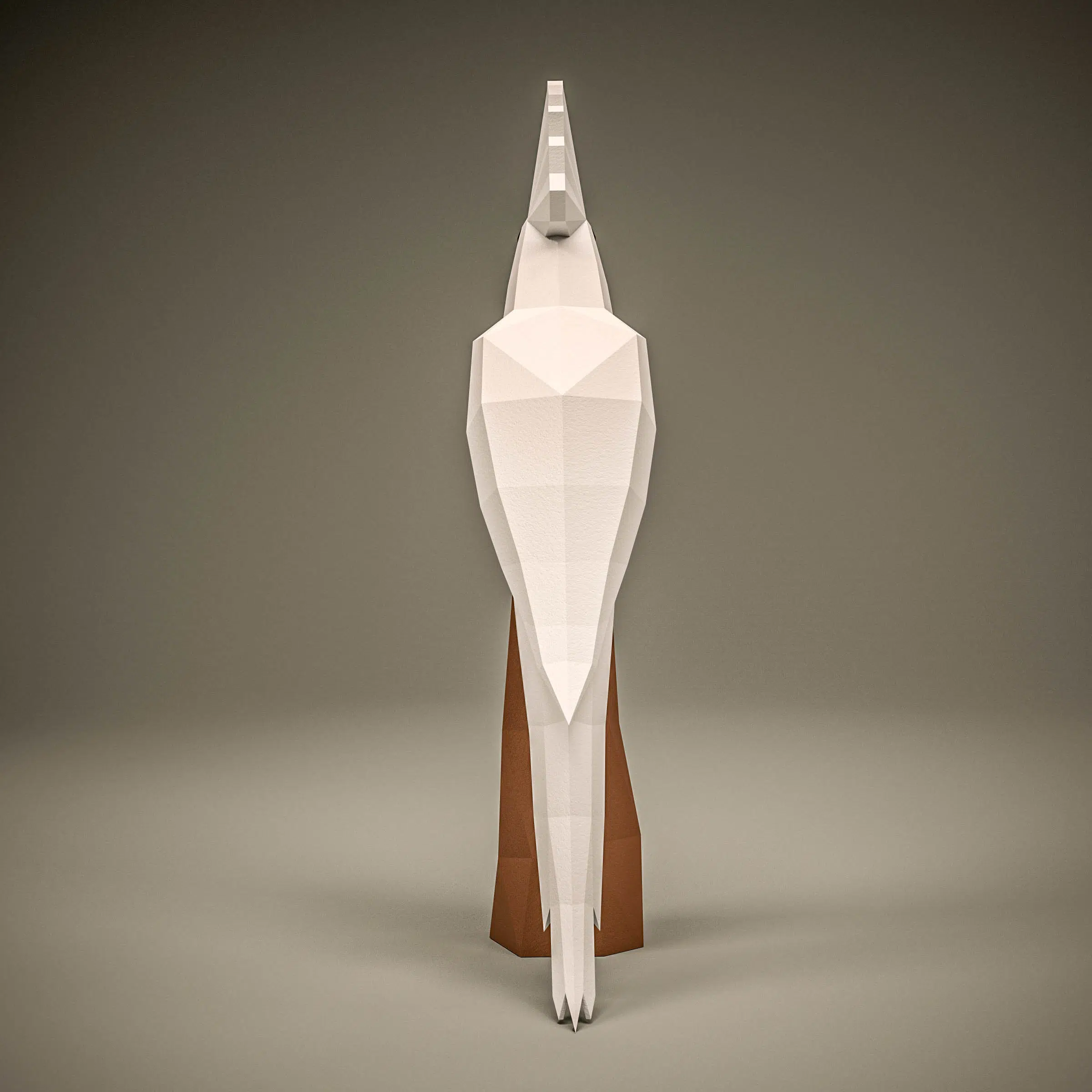 3D origami papieren papegaai wit, weergave 5