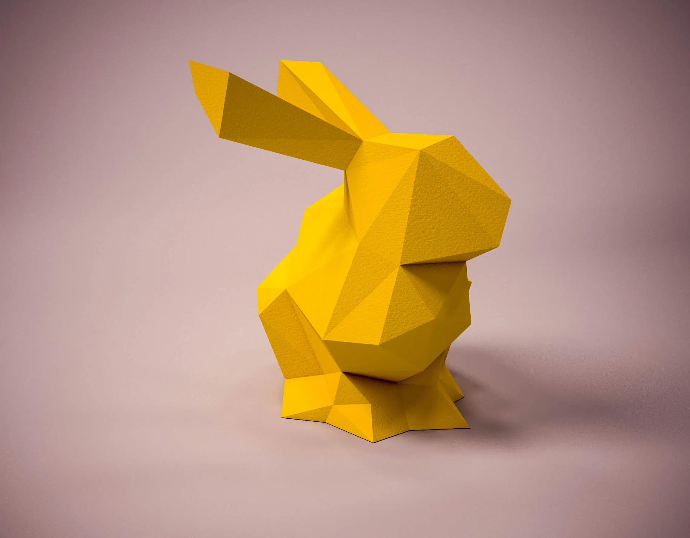 Papercraft de liebre en origami 3D, vista lateral