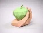 Hand met appel papercraft origami 3D, weergave 5