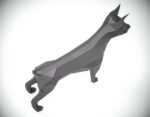 Papercraft 3D Doberman origami