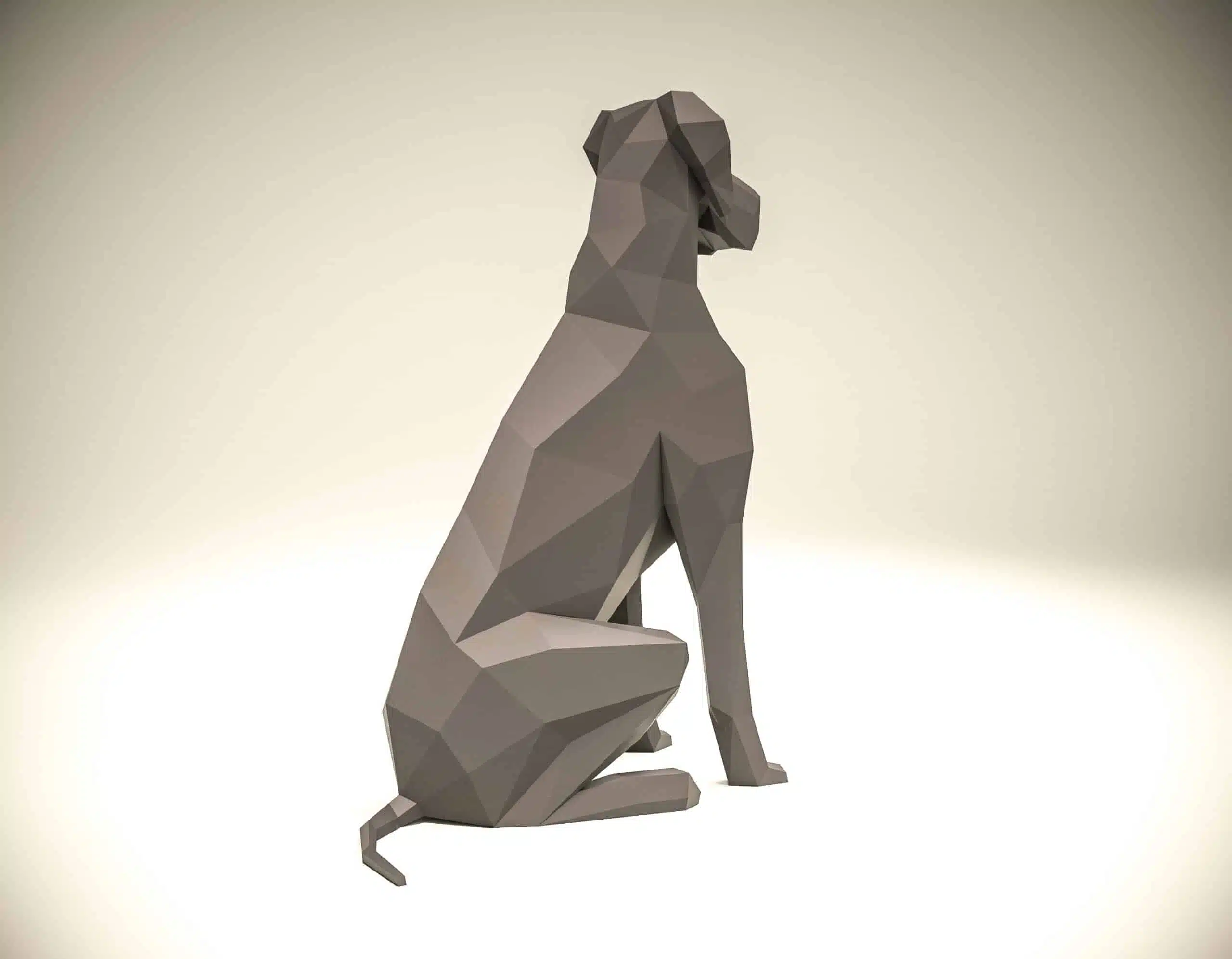 Papercraft Deutscher Hund als Origami, Seitenansicht