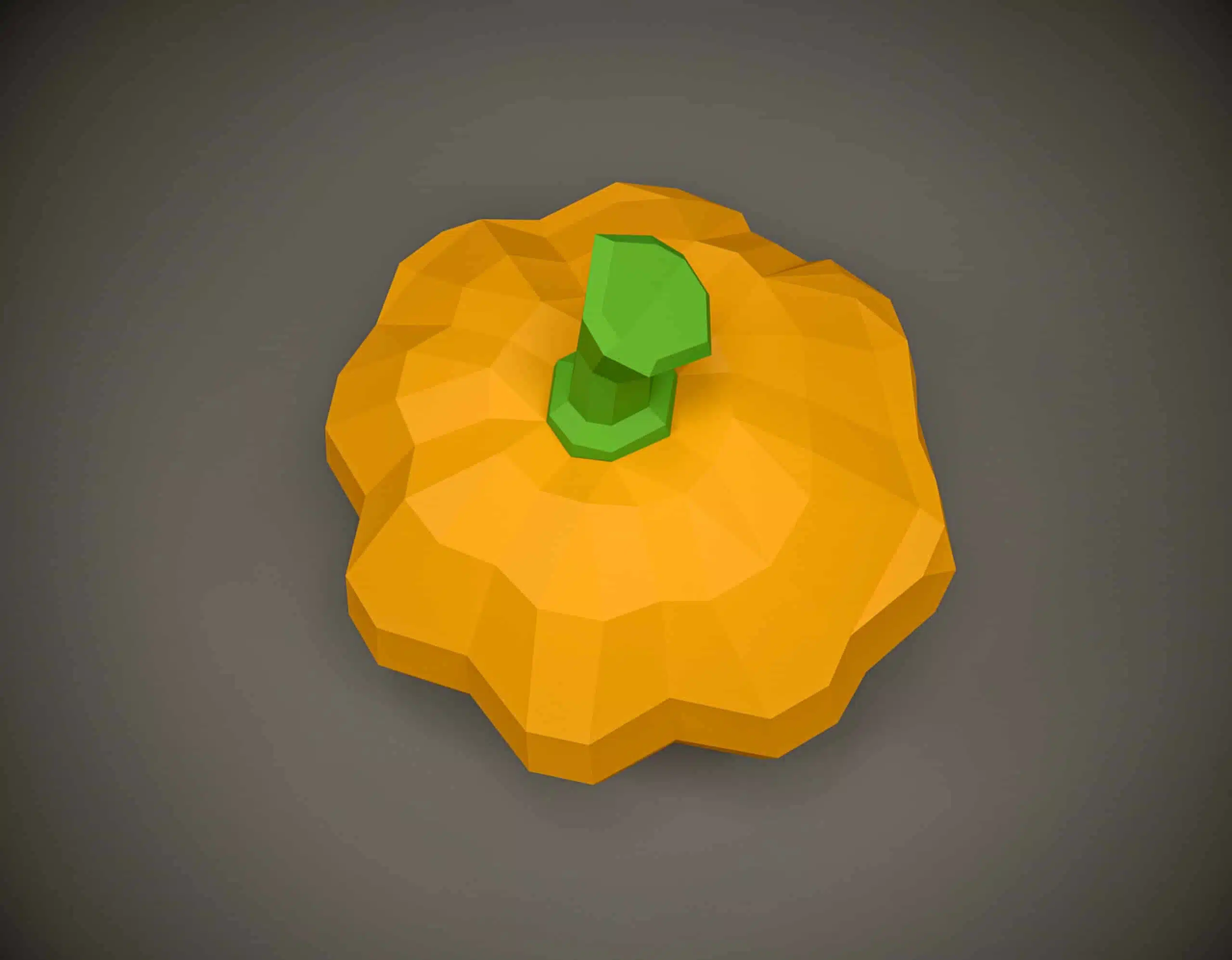 Papercraft de abóbora para Halloween em origami 3D, vista lateral