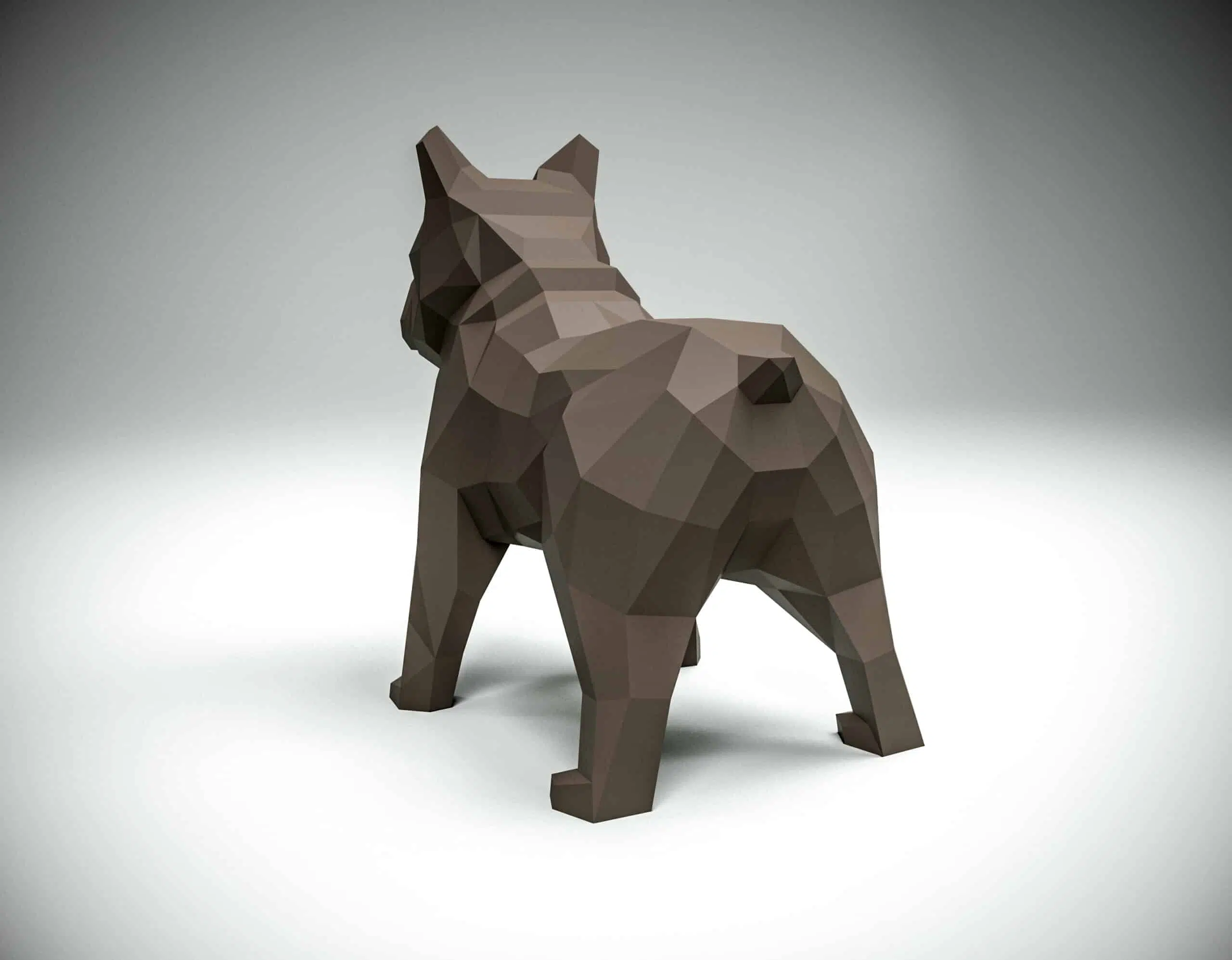 Franse bulldog papercraft in 3D-origami, weergave 5