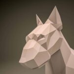 Papercraft of Bull Terrier in 3D origami