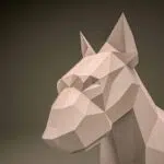 Bulldog papercraft 3D in beige, weergave 5