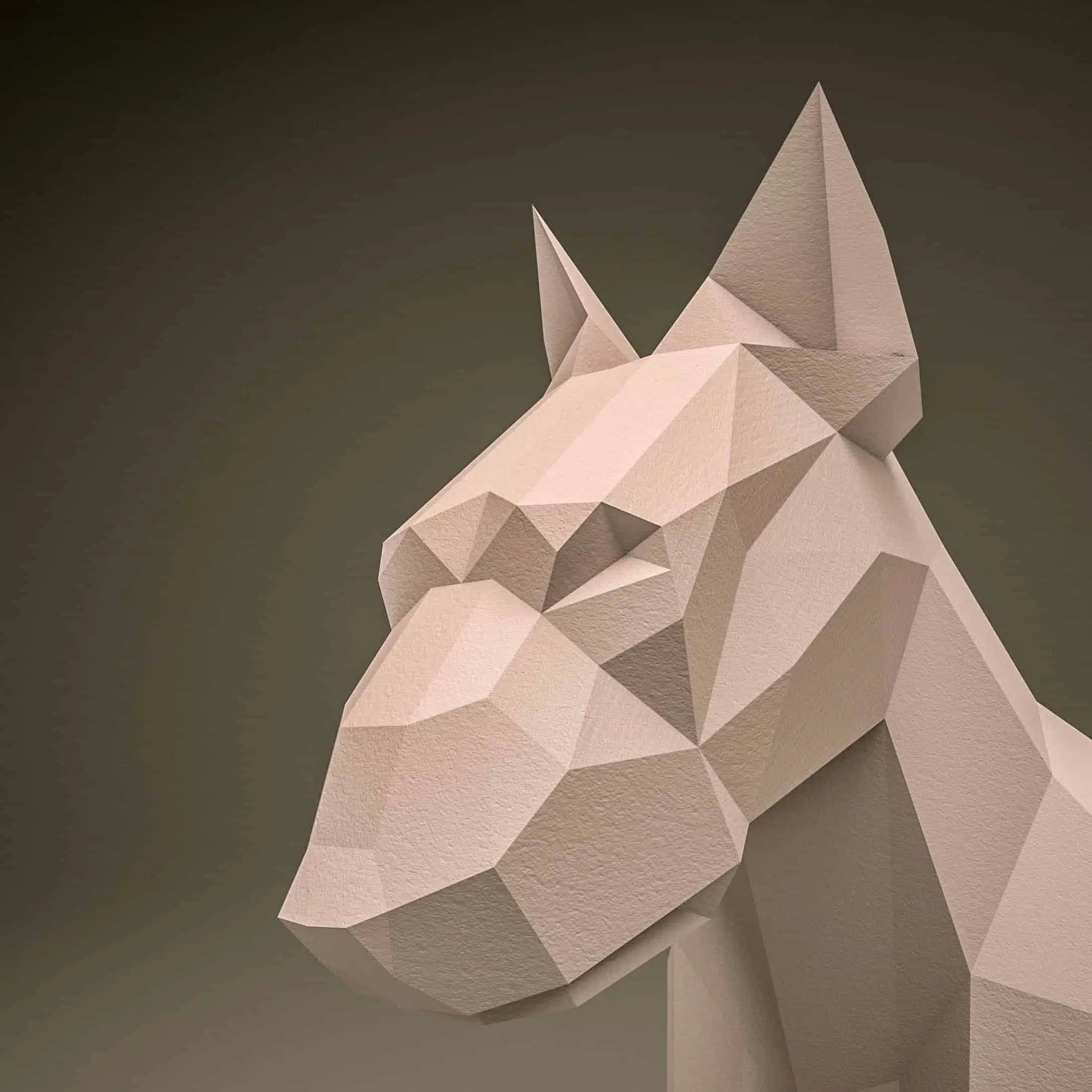 Bulldog papercraft 3D in beige, weergave 5