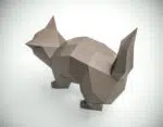 3D-papercraft van een kat met ronde rug, weergave 5