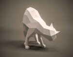 3D origami round back cat papercraft
