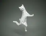 Papercraft de chat sur rideau en origami 3D, vue 5