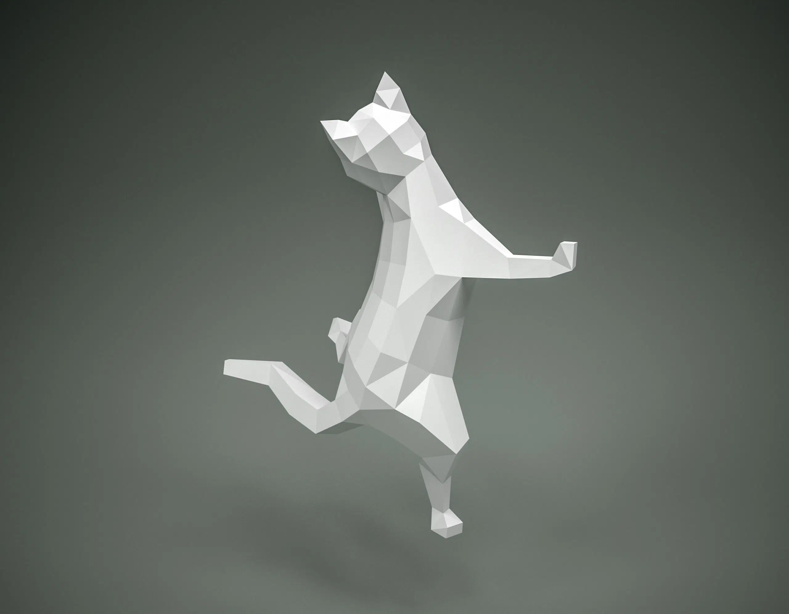 Papercraft de chat sur rideau en origami 3D, vue 5