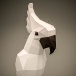 3D Origami Weißer Papagei Papierbasteln