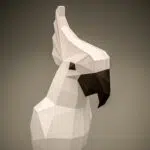 3D origami papieren papegaai wit, weergave 6