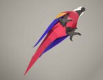 Papercraft parrot in 3D origami