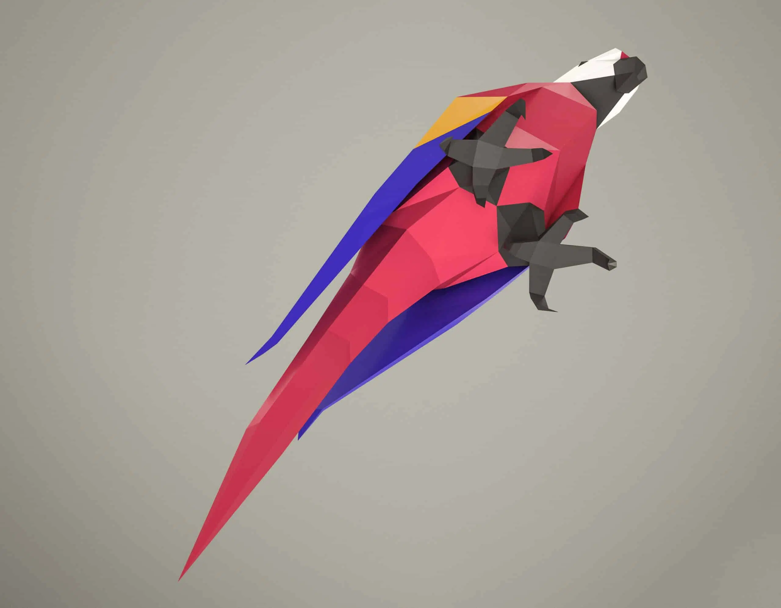 Papercraft papegaai in 3D origami, weergave 6