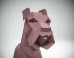 Stehendes malvenfarbenes Schnauzer Papercraft als 3D-Origami