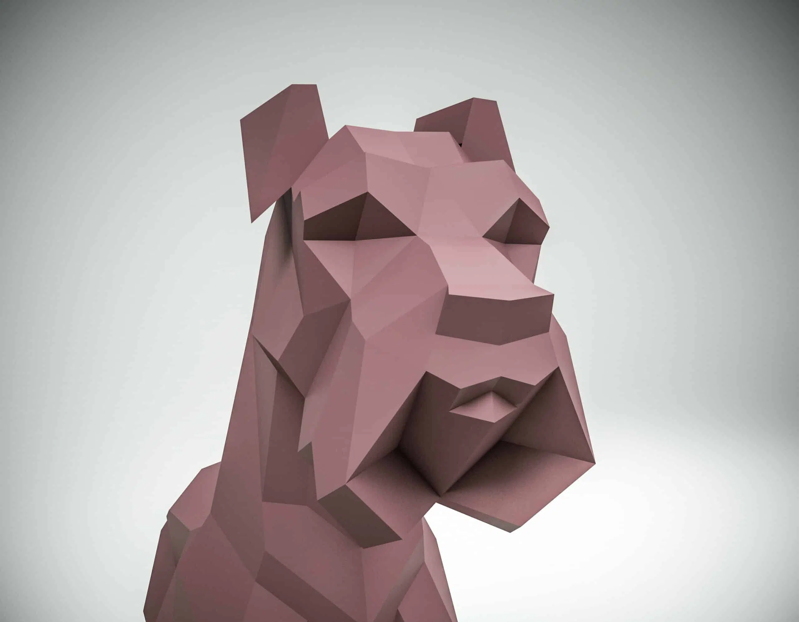 Schnauzer Papercraft als 3D-Origami, montiert