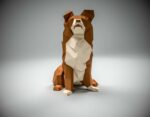 Papercraft of Border Collie in 3D origami