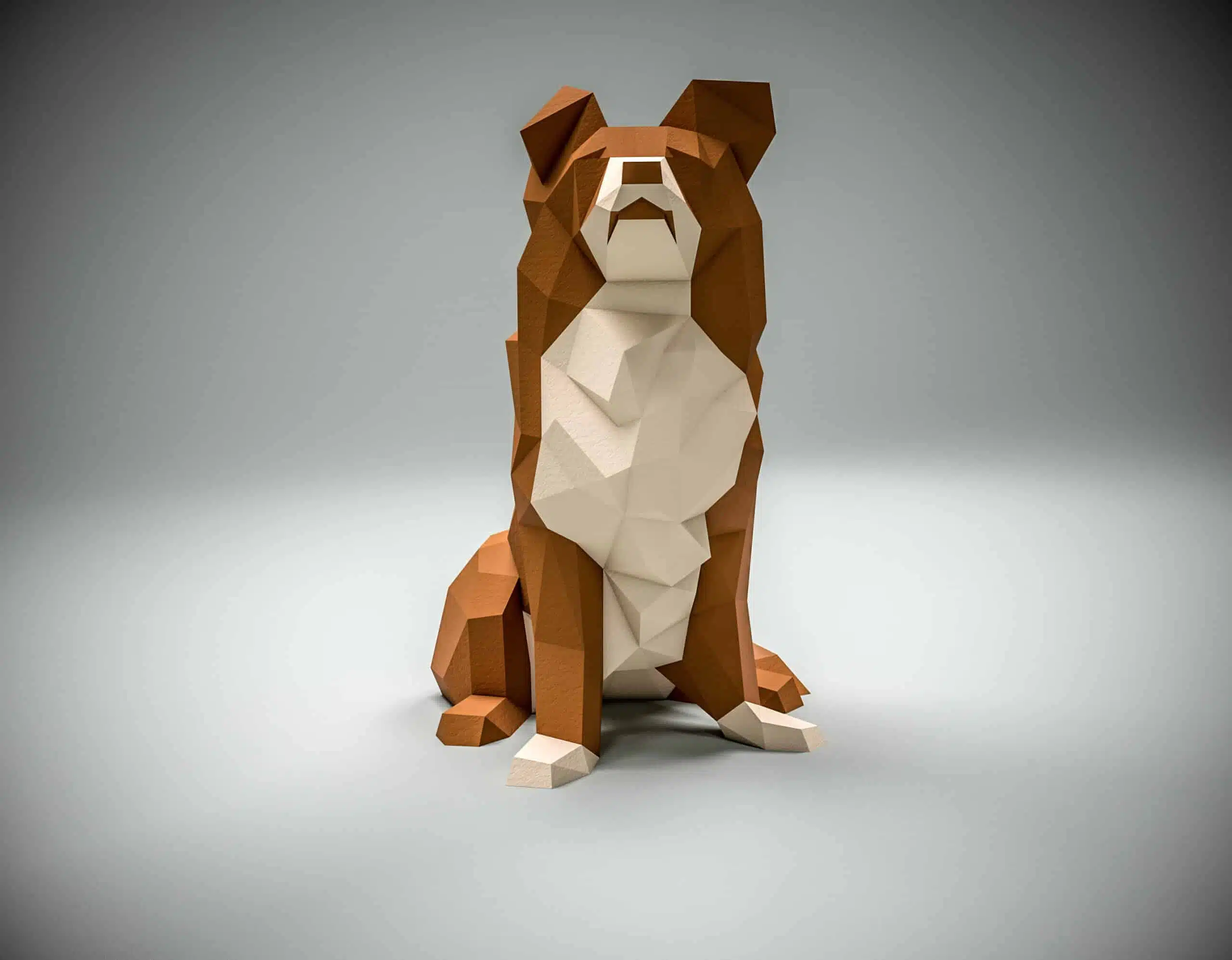 Border Collie Papercraft als 3D-Origami, montiert