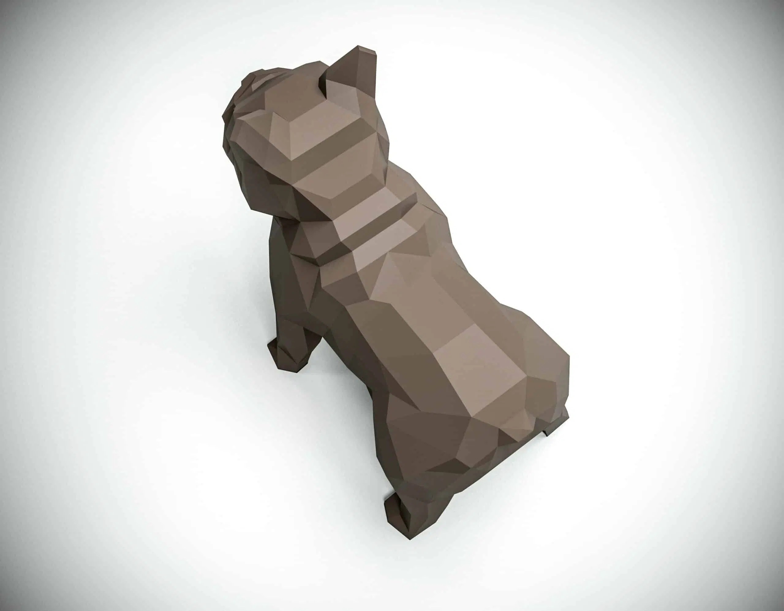 Franse bulldog papercraft in 3D-origami, weergave 6