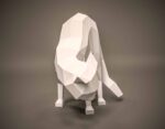 3D origami round back cat papercraft