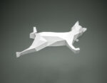 Papercraft cat on curtain origami 3D