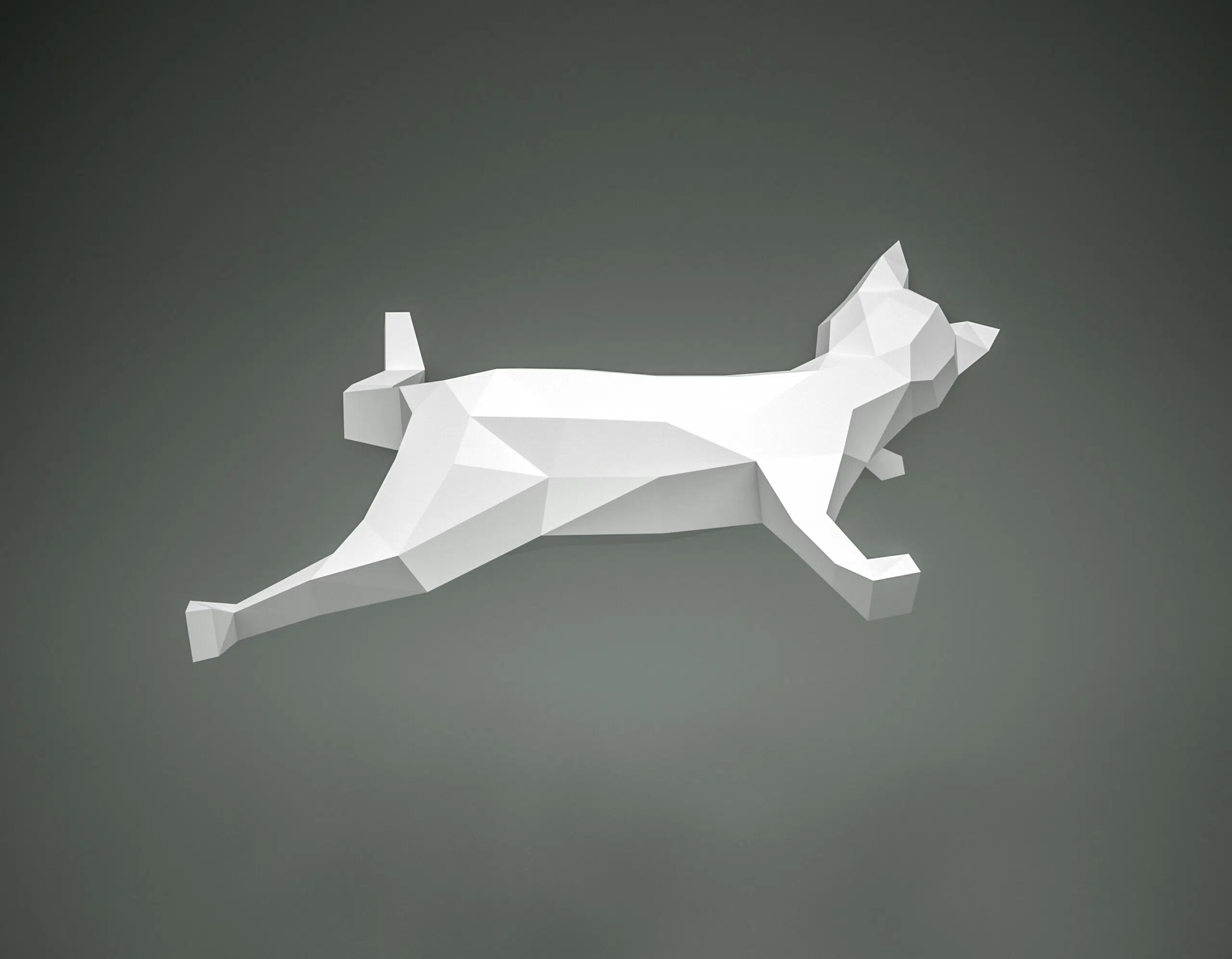 Papercraft de chat sur rideau en origami 3D, vue 6
