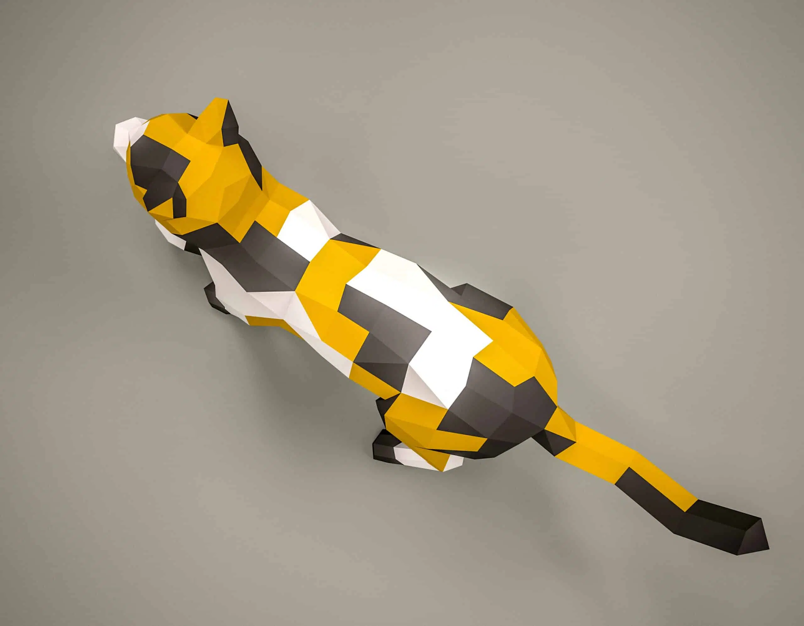 3D Origami Cat with Ball Papercraft, view 5