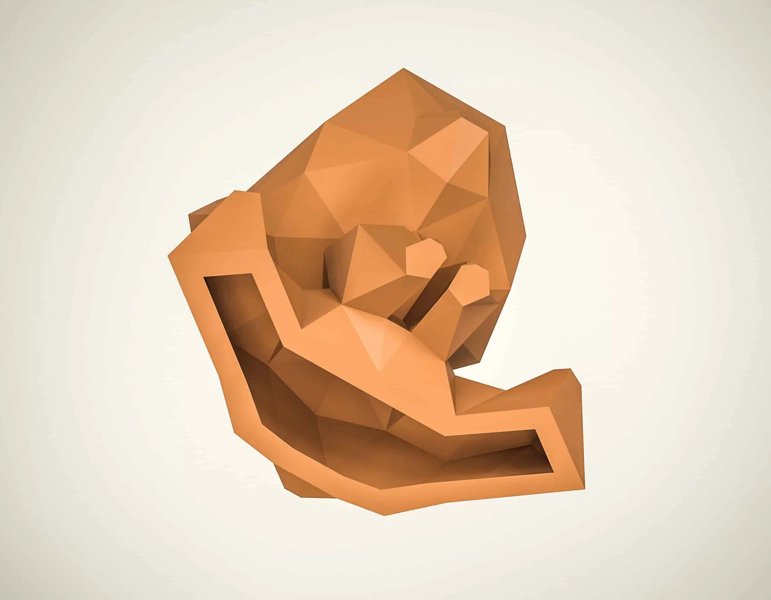 Papercraft de ursinho em origami 3D, montado