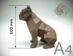 Papercraft bulldog sentado em origami 3D