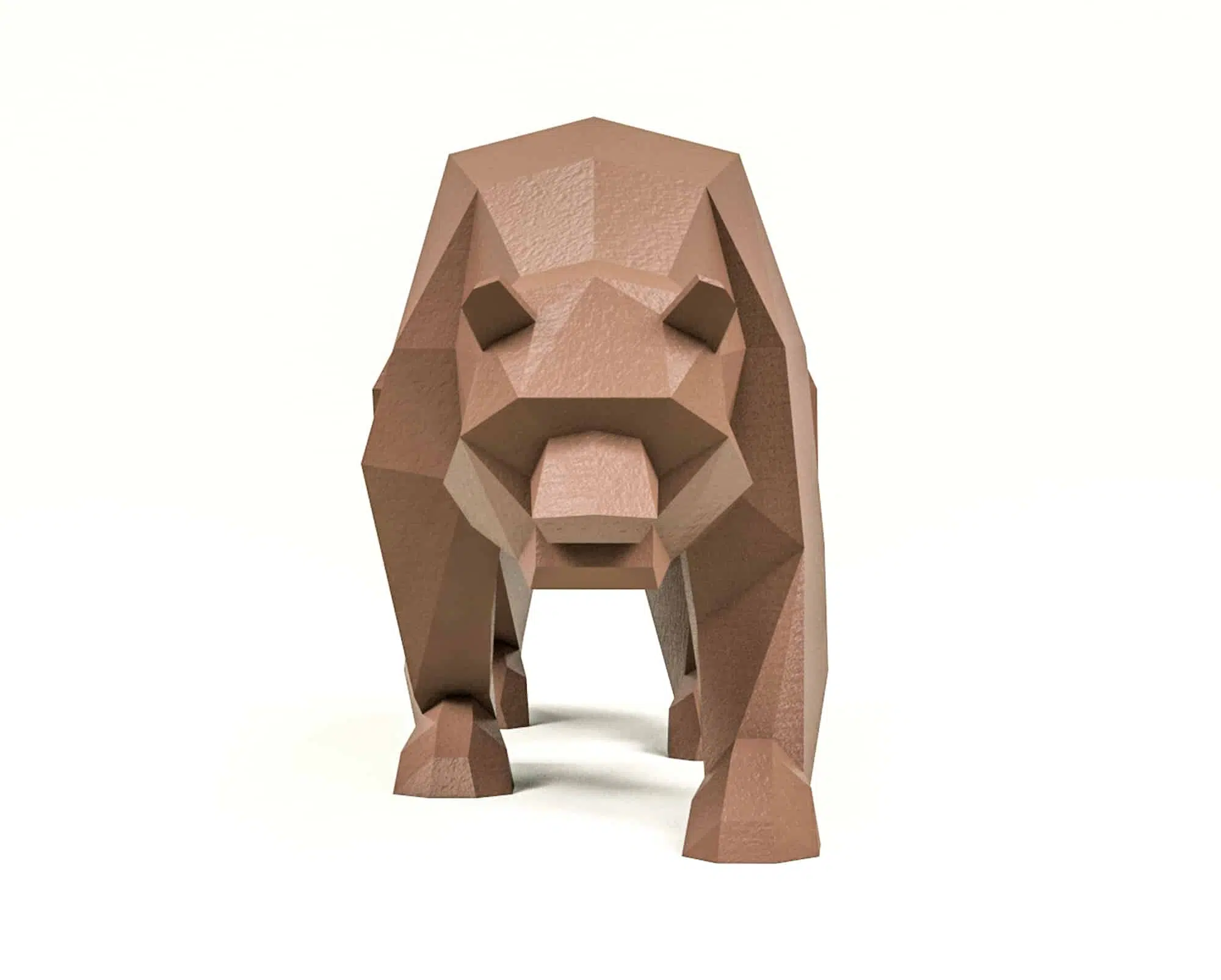 Papercraft bruine beer in 3D-origami, weergave 6