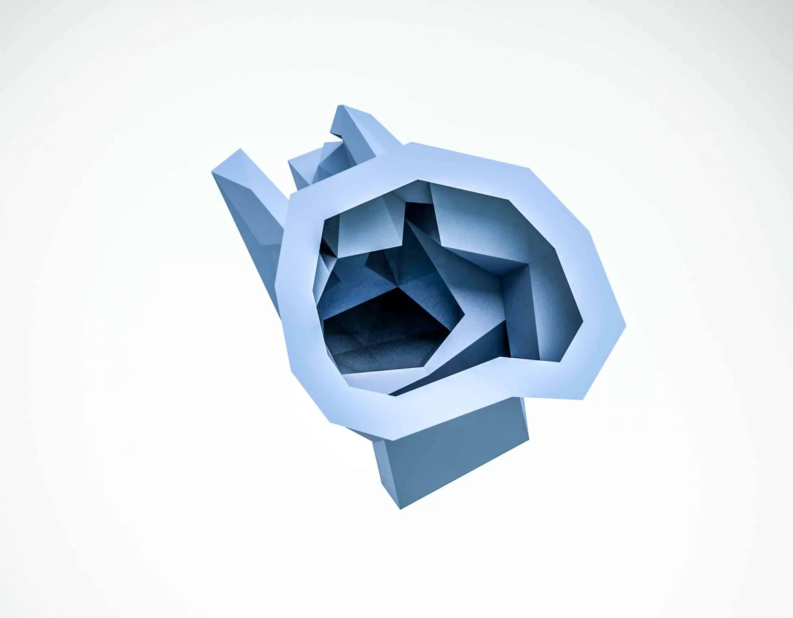 Papercraft do Pensador em origami, vista 2