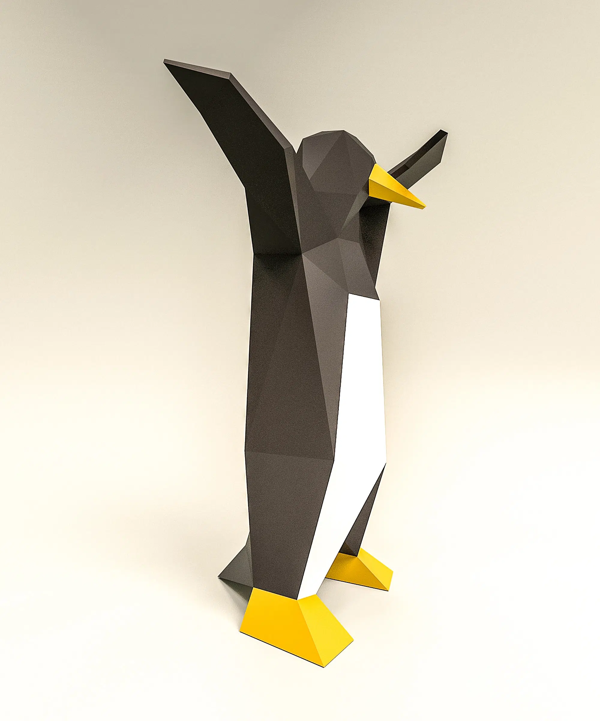 3D origami pinguïn die dabt, weergave 6
