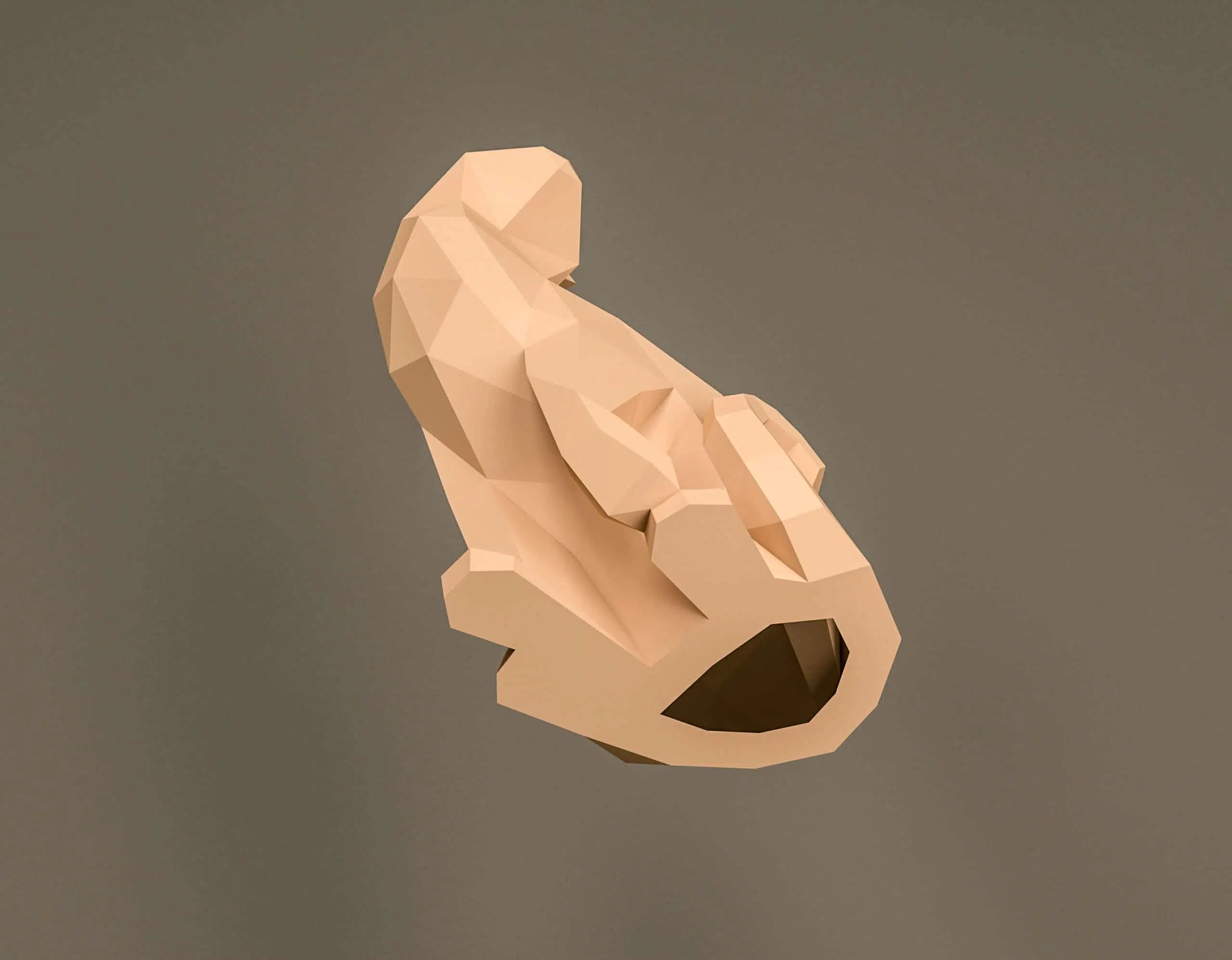 Papercraft di gatto seduto in origami 3D, vista 2, vista 2
