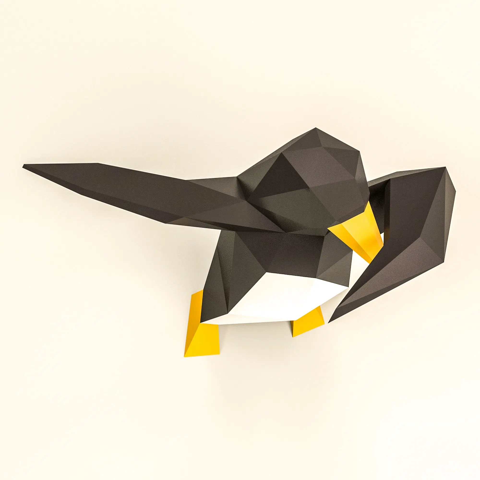 3D origami pinguïn die dabt, weergave 7